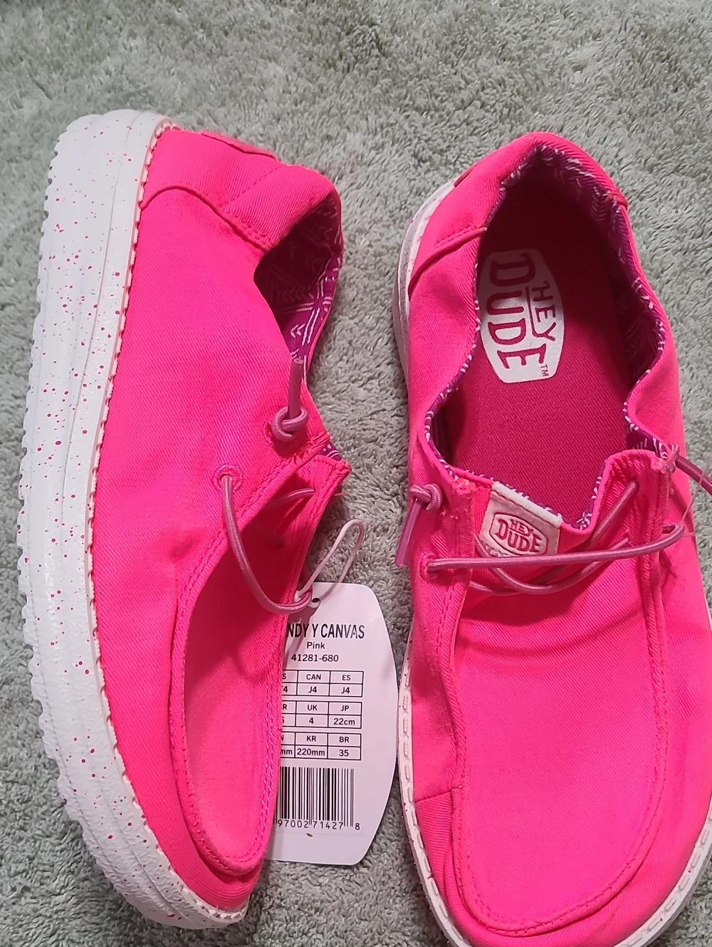 Hey Dude Kids Moccasins in Bright Pink